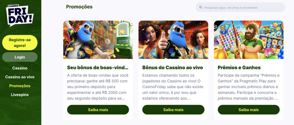 O cassino oferece uma variedade de categorias de jogos, como: Slots, Cassino ao Vivo, Jogos de Mesa, Jackpots, Jogos Arcade, Jogos Arcade e muito mais.